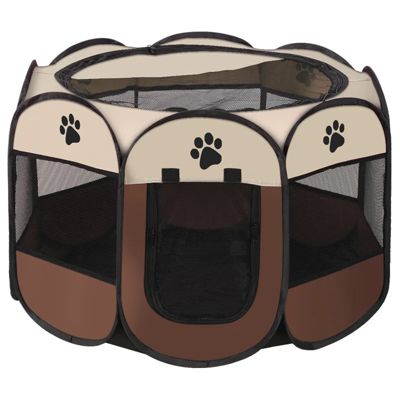 Foldable Pet Playpen - Portable Octagonal Enclosure for Dogs & Cats