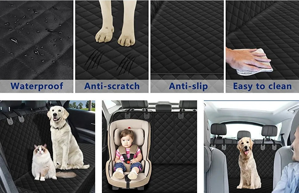 Waterproof Dog Car Seat Cover - Heavy Duty Backseat Protector with Mesh Window