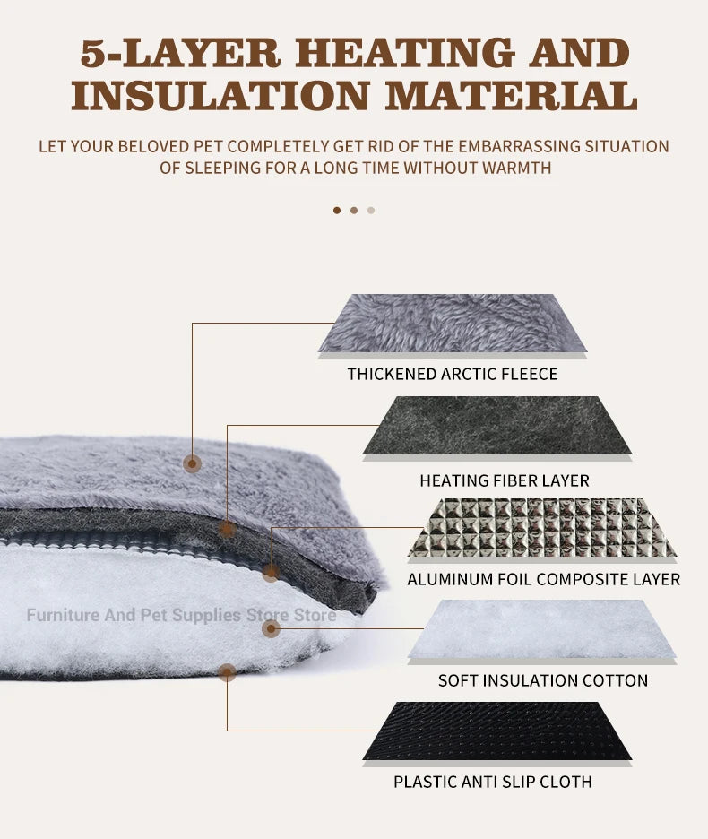 Self-Heating Pet Pad - Thermal Dog Crate Mat for Warmth & Comfort