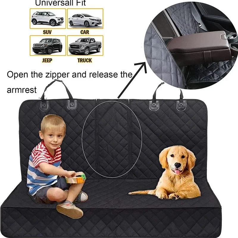 Waterproof Dog Car Seat Cover - Heavy Duty Backseat Protector with Mesh Window