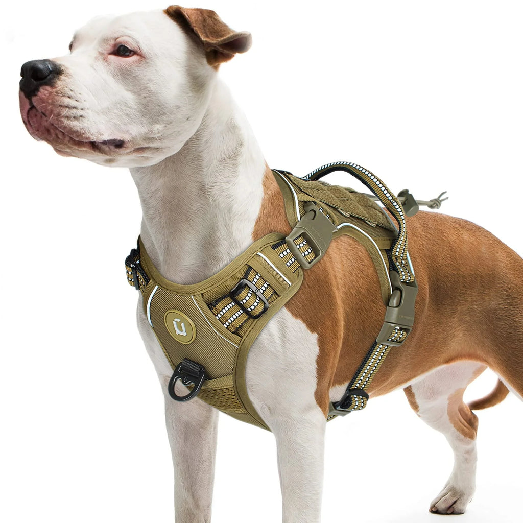 Tactical Dog Harness - No-Pull Adjustable MOLLE Vest with Handle