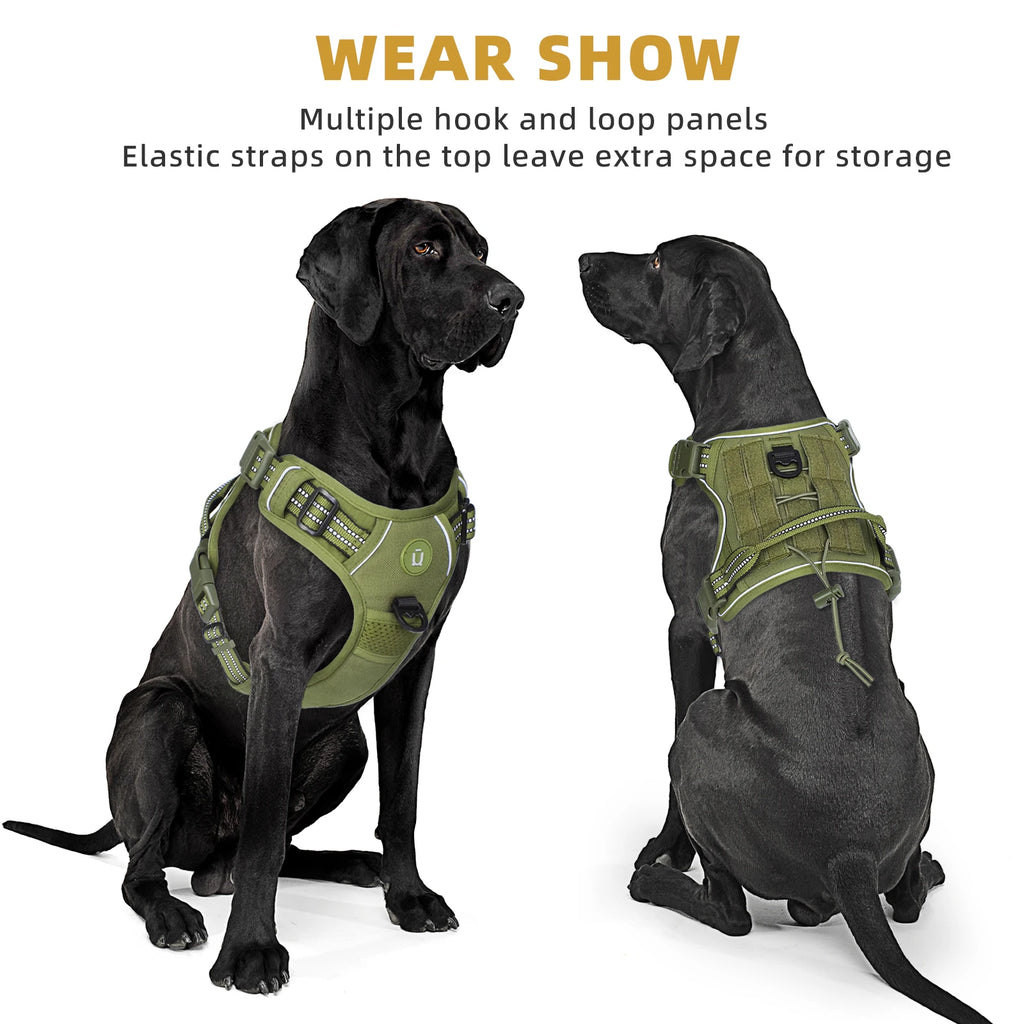 Tactical Dog Harness - No-Pull Adjustable MOLLE Vest with Handle