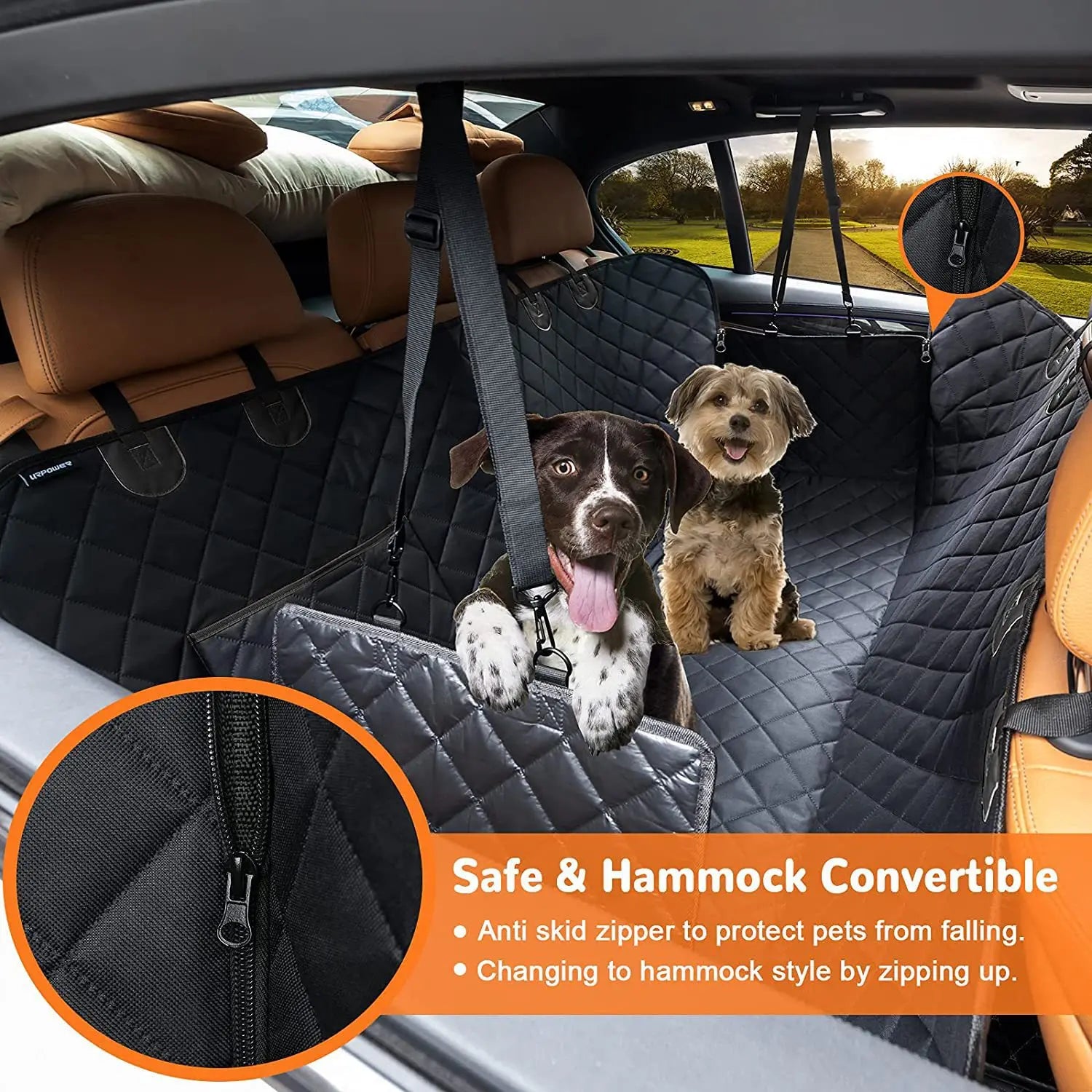 Winter Dog Car Seat Cover - Waterproof Backseat Protector with Non-Slip Bottom