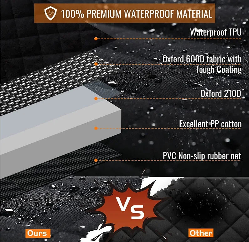 Winter Dog Car Seat Cover - Waterproof Backseat Protector with Non-Slip Bottom