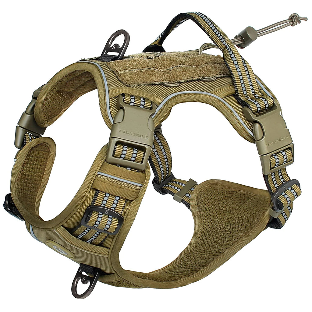 Tactical Dog Harness - No-Pull Adjustable MOLLE Vest with Handle