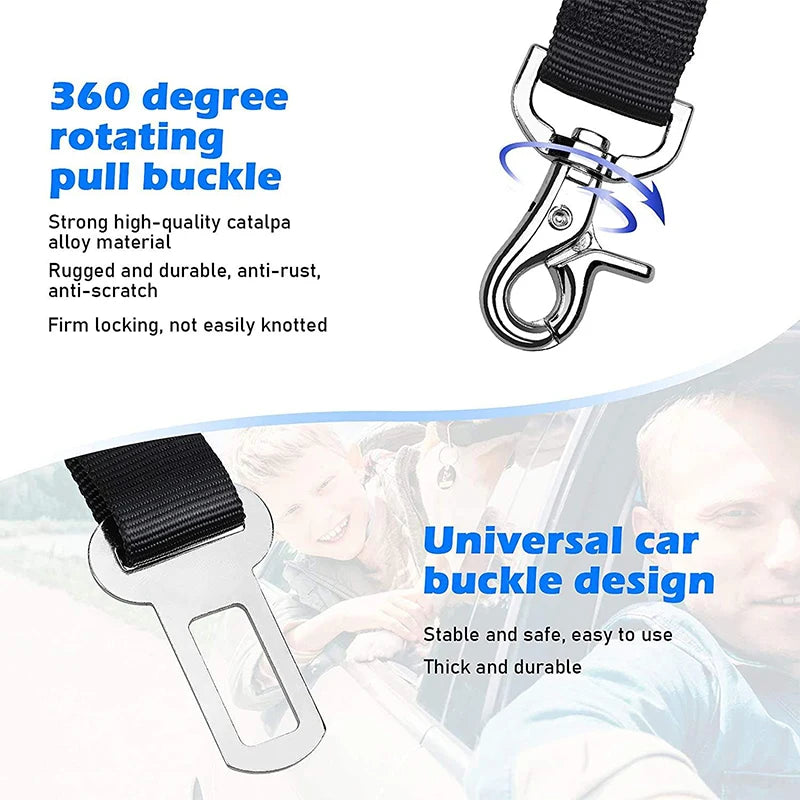 Dog Car Seat Belt - Adjustable Safety Harness with Elastic Bungee