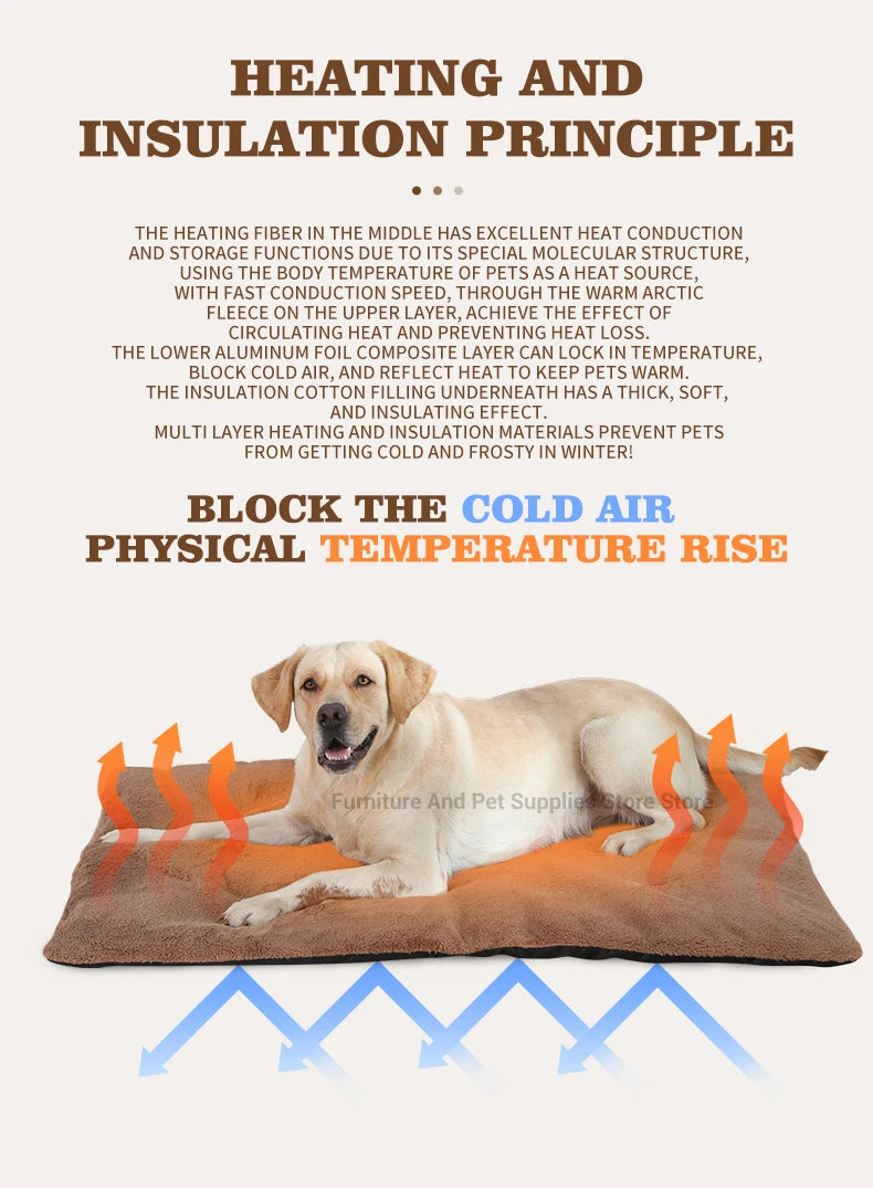 Self-Heating Pet Pad - Thermal Dog Crate Mat for Warmth & Comfort