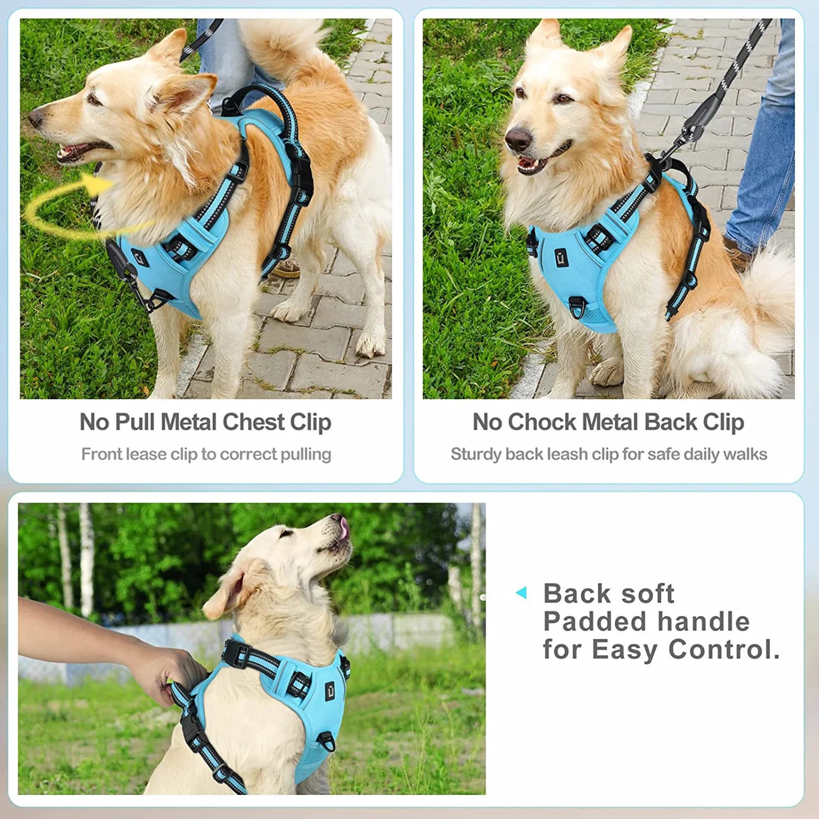 No-Pull Dog Harness - Soft Padded Reflective Vest with Control Handle