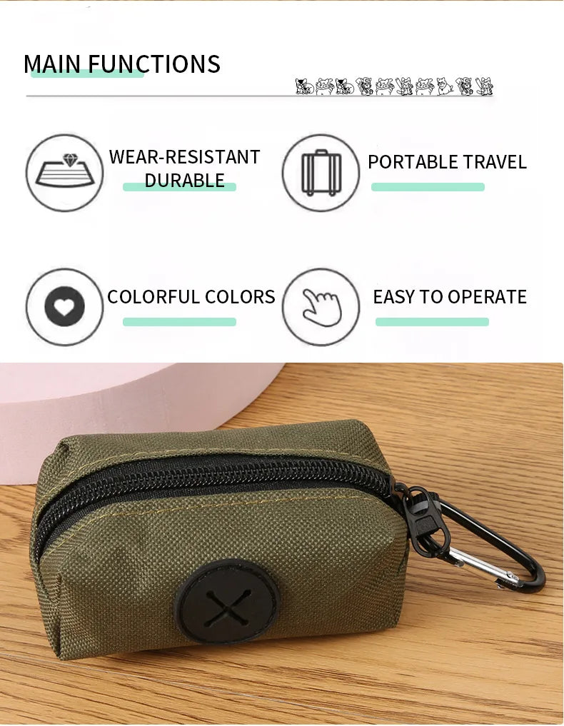 Dog Poop Bag Dispenser with Carabiner - Waste Bag Holder for Leash