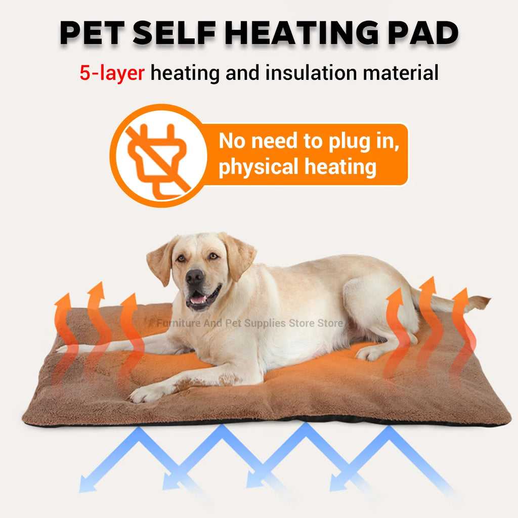 Self-Heating Pet Pad - Thermal Dog Crate Mat for Warmth & Comfort