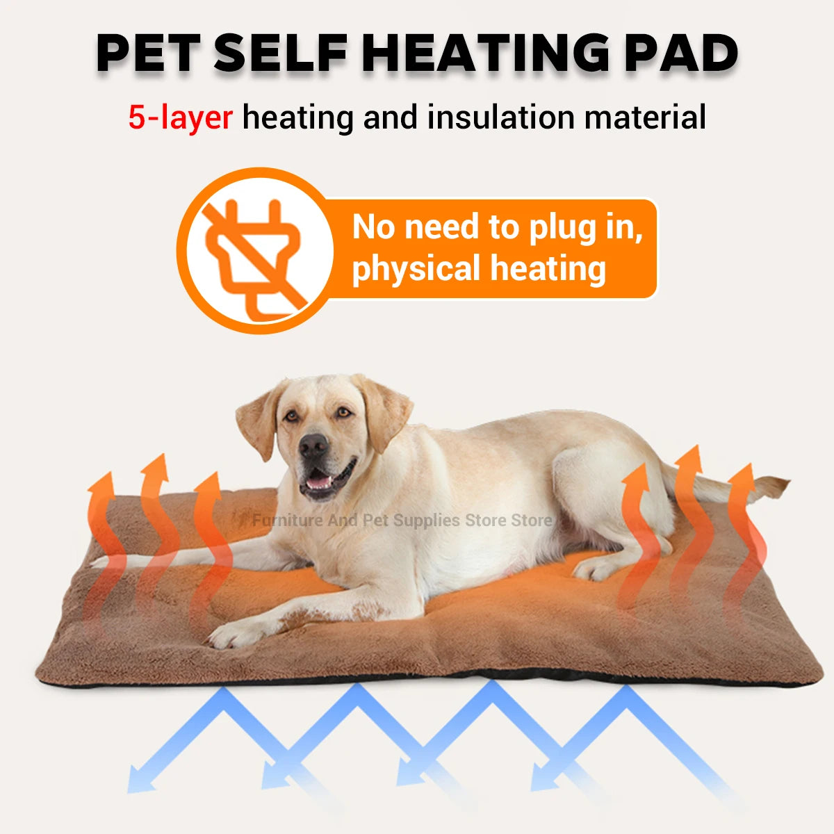 Self-Heating Pet Pad - Thermal Dog Crate Mat for Warmth & Comfort