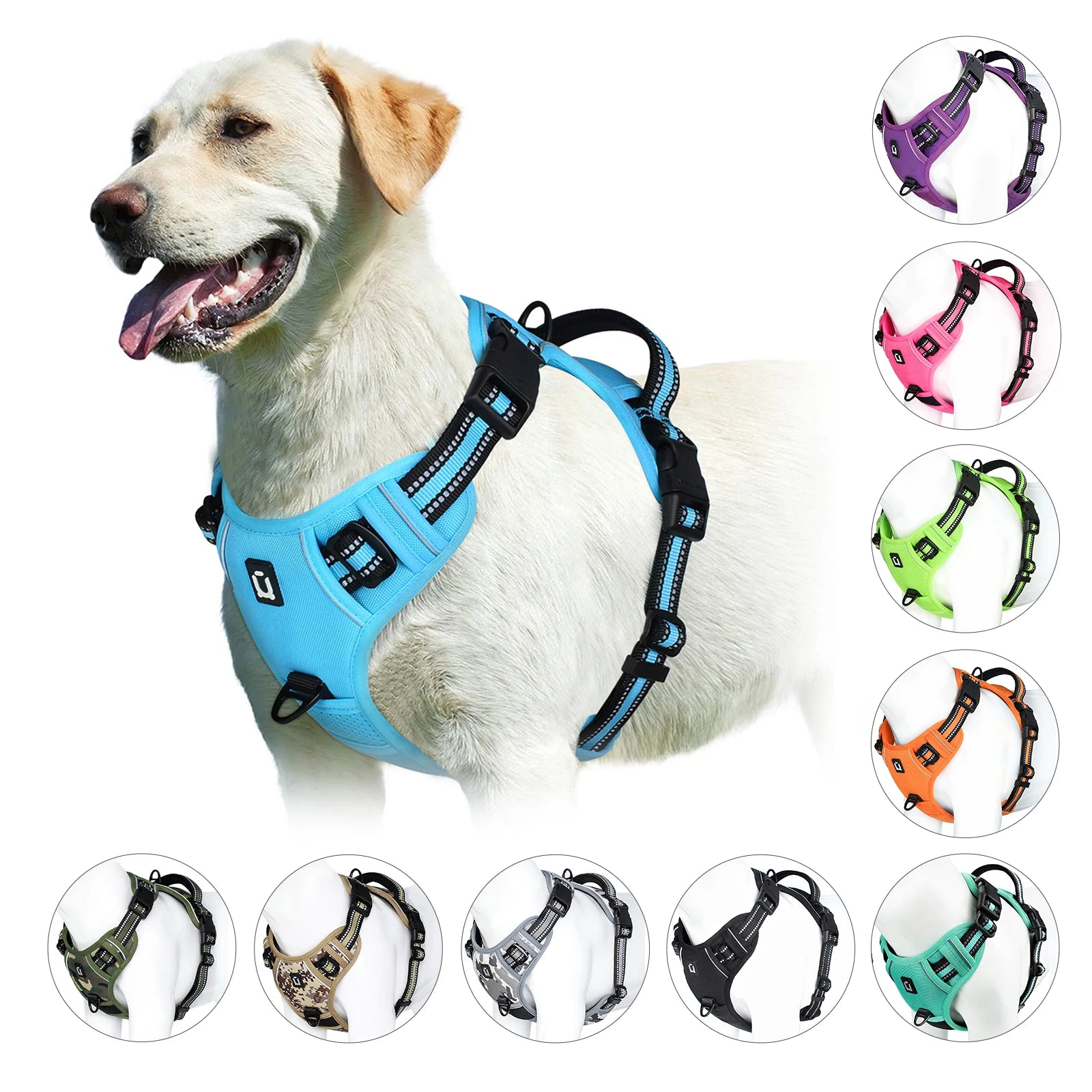 No-Pull Dog Harness - Soft Padded Reflective Vest with Control Handle