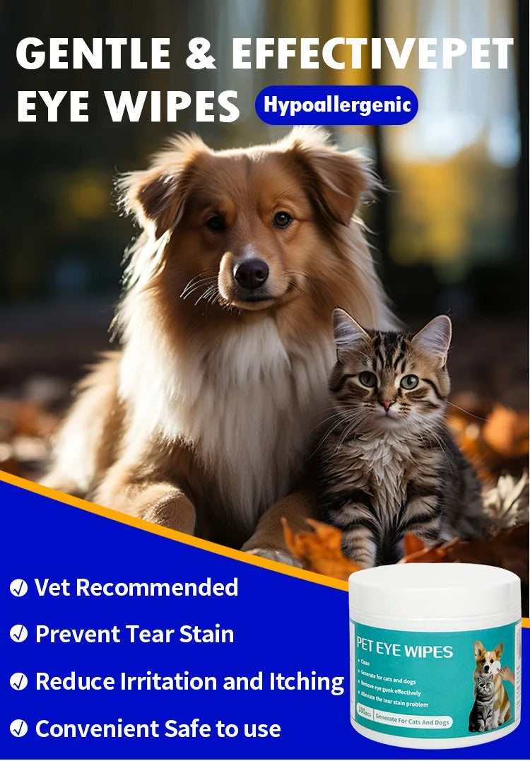 Pet Eye Wipes - Tear Stain Remover for Dogs & Cats