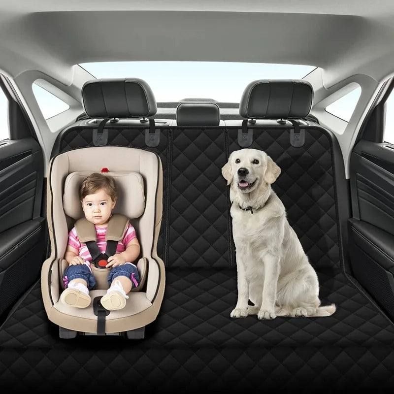 Waterproof Dog Car Seat Cover - Heavy Duty Backseat Protector with Mesh Window