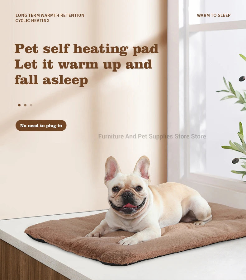 Self-Heating Pet Pad - Thermal Dog Crate Mat for Warmth & Comfort