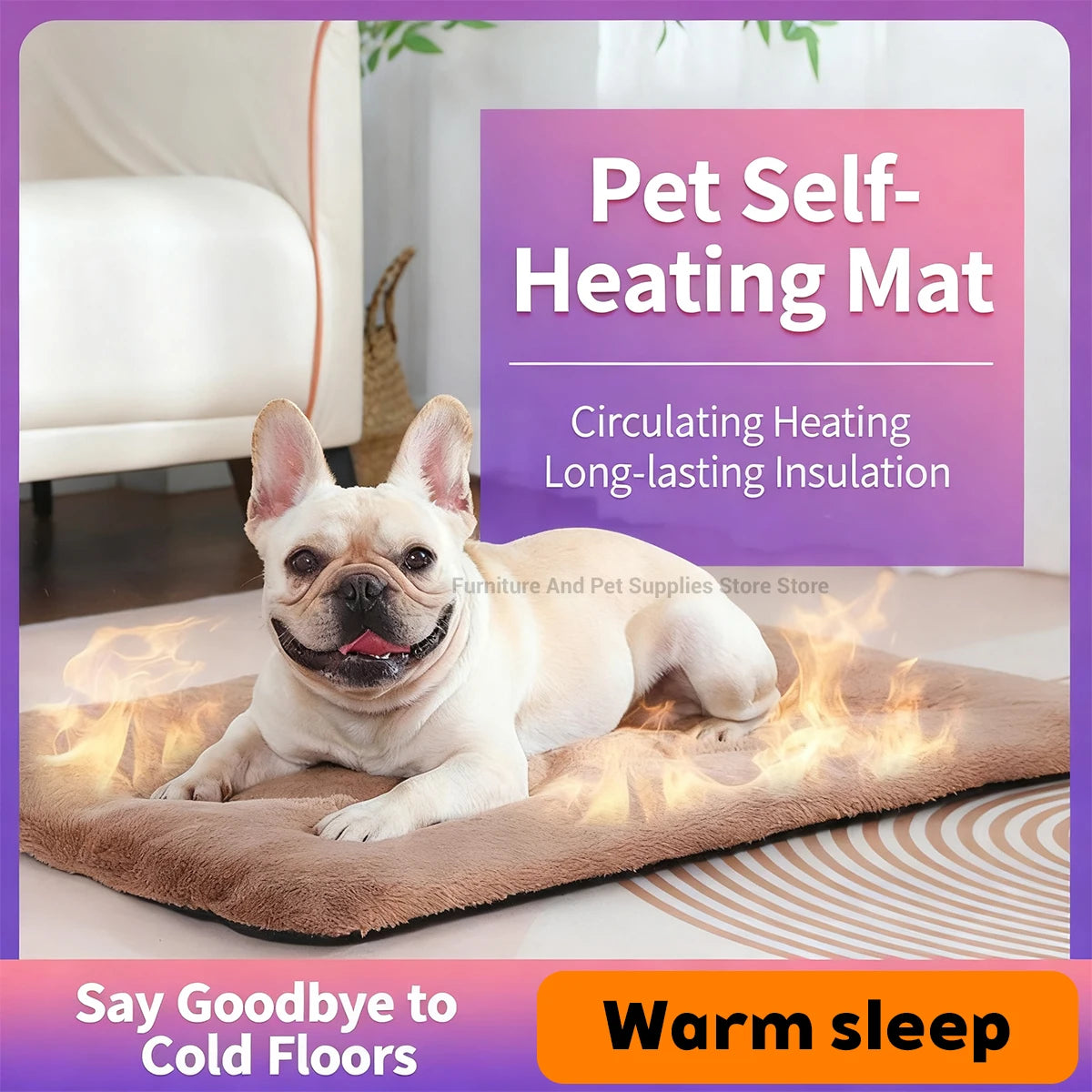 Self-Heating Pet Pad - Thermal Dog Crate Mat for Warmth & Comfort